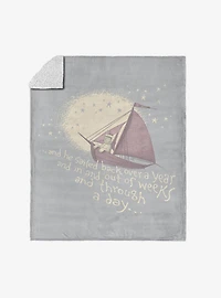 Where The Wild Things Are He Sailed Silk Touch Sherpa Throw Blanket