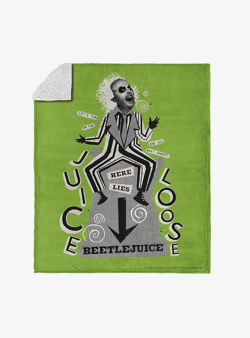 Beetlejuice Juice Is Loose Silk Touch Sherpa Throw Blanket