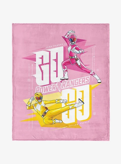 Mighty Morphin Power Rangers Pink and Yellow 40x50" Silk Touch Throw Blanket
