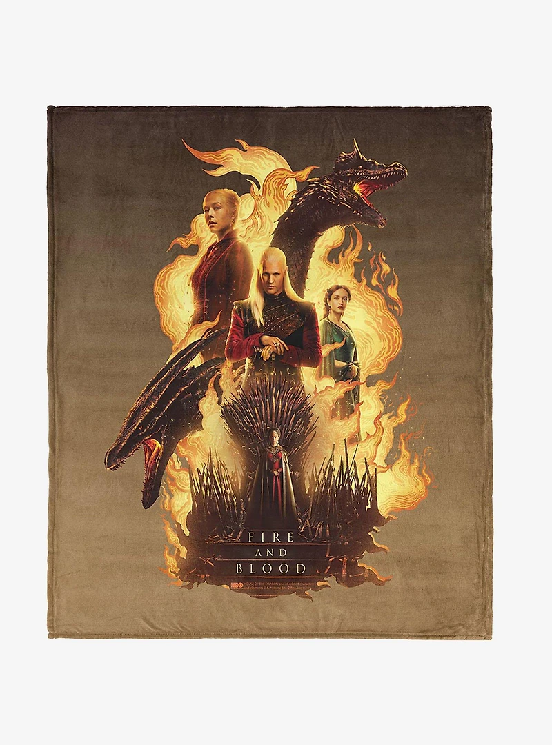 House of the Dragon Fire and Blood Reigns 40x50" Silk Touch Throw Blanket
