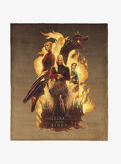 House of the Dragon Fire and Blood Reigns 40x50" Silk Touch Throw Blanket