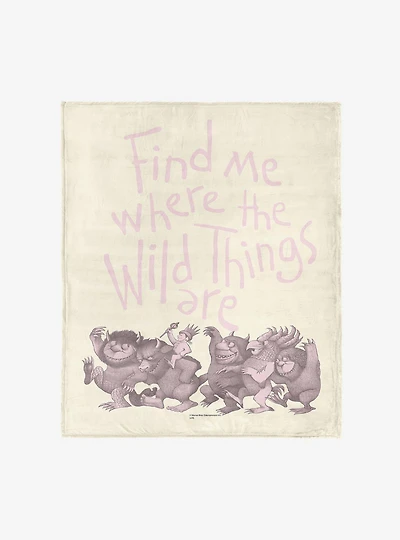 Where The Wild Things Are Find Me Pink 50x60" Silk Touch Throw Blanket