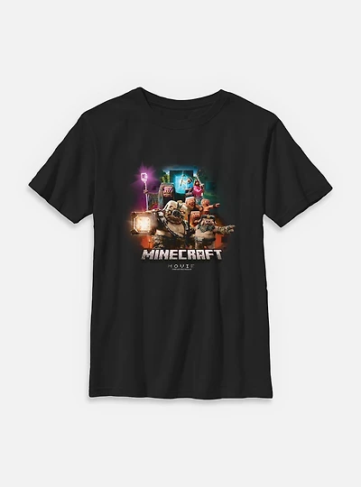 A Minecraft Movie Piglins Vs Heroes Youth T-Shirt