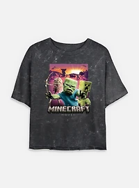 A Minecraft Movie Classic Monsters Womens Mineral Wash Crop T-Shirt