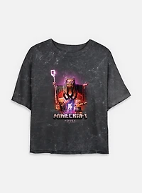 A Minecraft Movie Piglins Portal Womens Mineral Wash Crop T-Shirt
