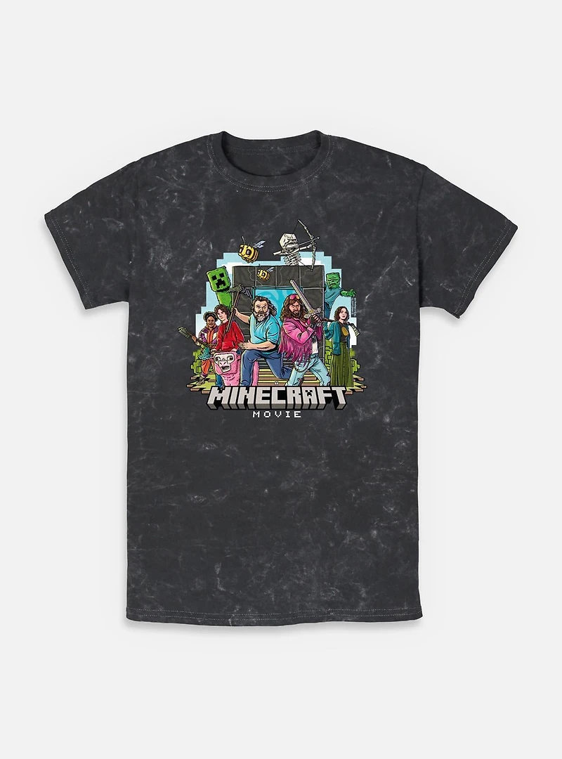 A Minecraft Movie Group Mineral Wash T-Shirt