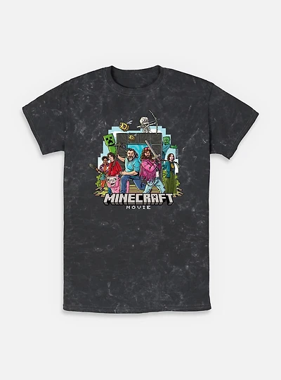 A Minecraft Movie Group Mineral Wash T-Shirt
