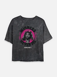 A Minecraft Movie Winners Never Die Womens Mineral Wash Crop T-Shirt