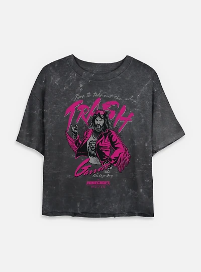 A Minecraft Movie Take Out The Trash Womens Mineral Wash Crop T-Shirt