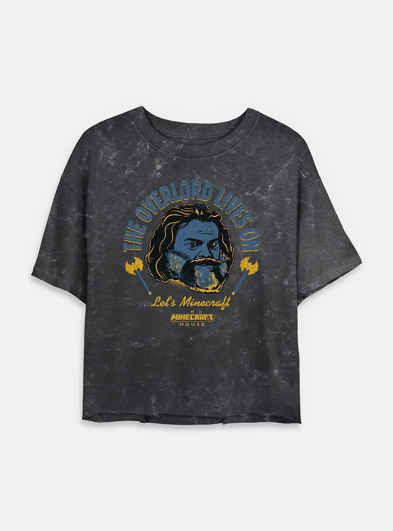 A Minecraft Movie The Overlord Lives On Womens Mineral Wash Crop T-Shirt