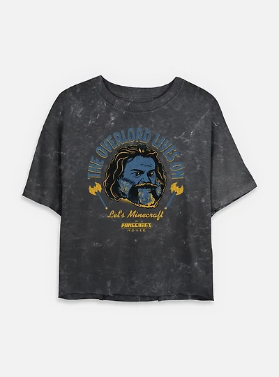 A Minecraft Movie The Overlord Lives On Womens Mineral Wash Crop T-Shirt
