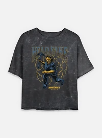 A Minecraft Movie Head Fake Womens Mineral Wash Crop T-Shirt