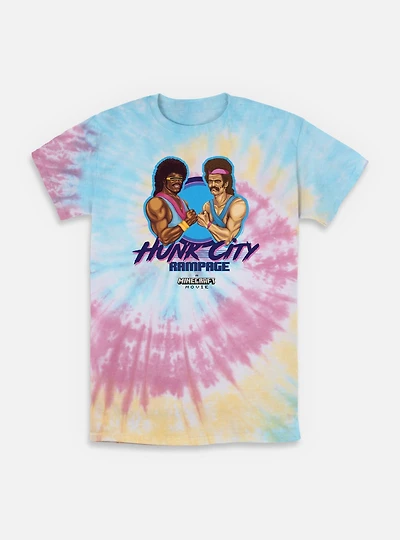 A Minecraft Movie Hunk City Tie-Dye T-Shirt