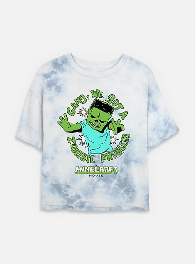 A Minecraft Movie Zombie Problem Womens Tie-Dye Crop T-Shirt