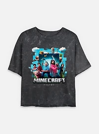 A Minecraft Movie Adventure Gang Womens Mineral Wash Crop T-Shirt