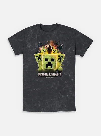 A Minecraft Movie Group Of Creeps Mineral Wash T-Shirt