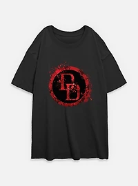 Marvel Daredevil DD Spatter Icon Womens Oversized T-Shirt