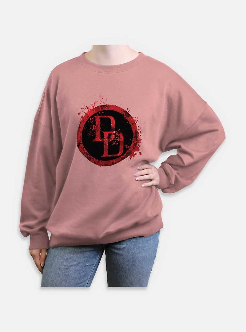 Marvel Daredevil DD Spatter Icon Womens Oversized Sweatshirt