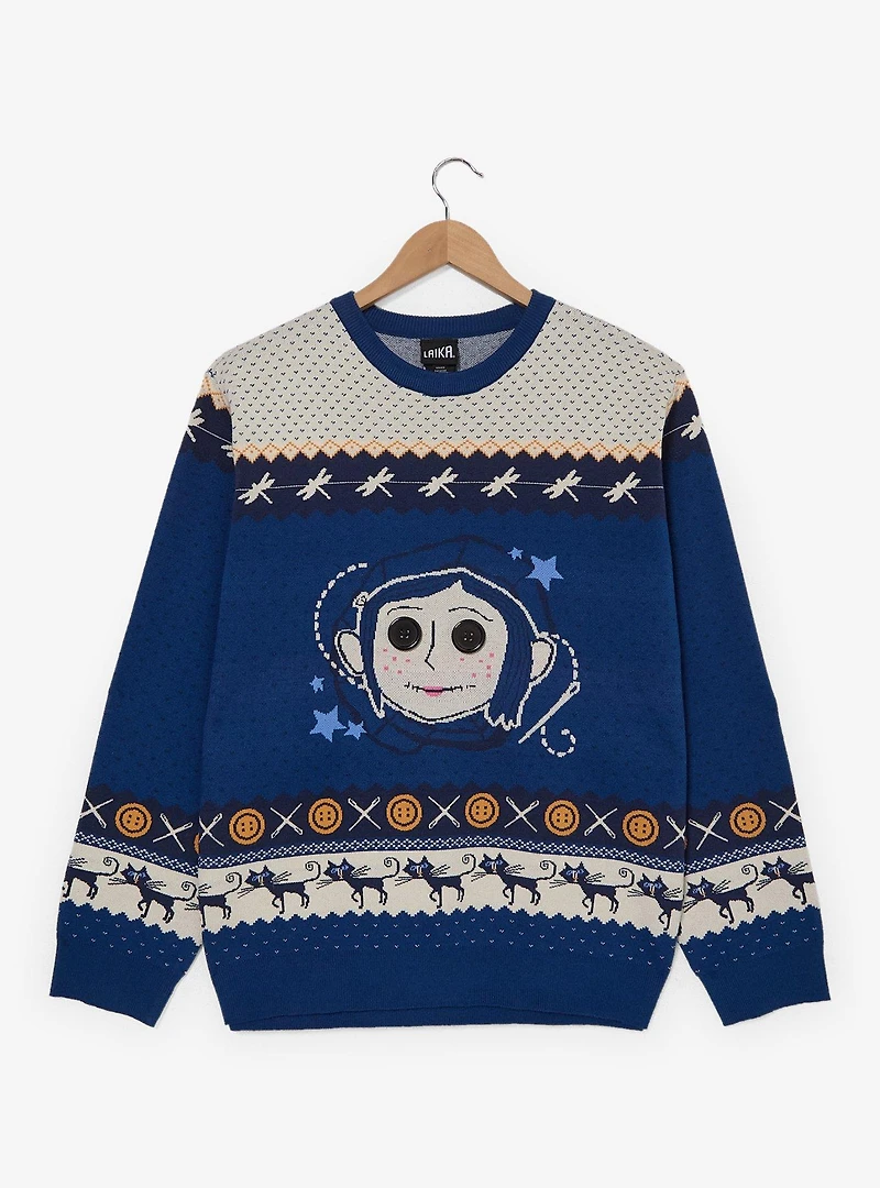 Coraline Doll Button Eyes Holiday Sweater — BoxLunch Exclusive