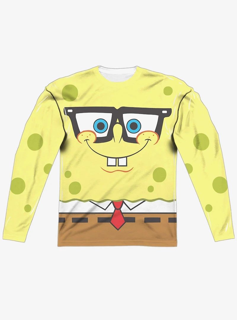SpongeBob SquarePants Nerd Face Long Sleeve Sublimated T-Shirt