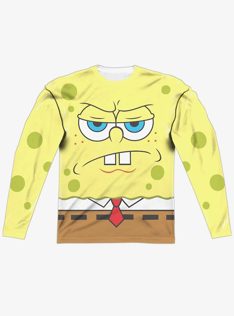 SpongeBob SquarePants Angry Face Long Sleeve Sublimated T-Shirt