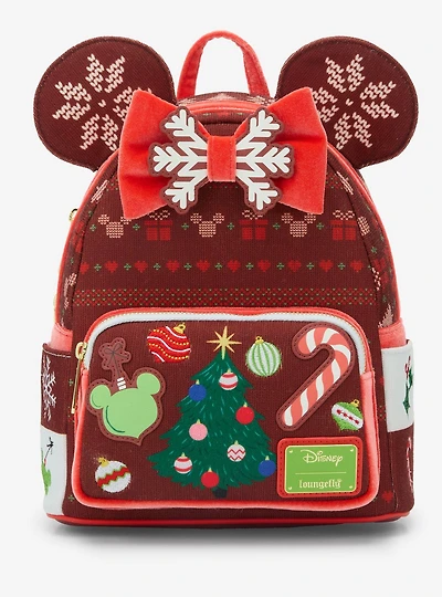 Loungefly Disney Minnie Mouse Sweater Holiday Mini Backpack — BoxLunch Exclusive