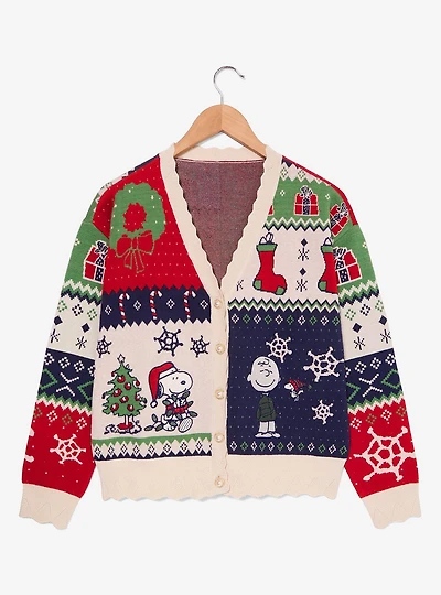 Peanuts Holiday Patchwork Women's Cardigan - BoxLunch Exclusive