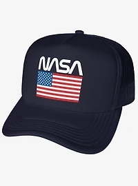 NASA American Flag Worm Logo Foam Trucker Hat