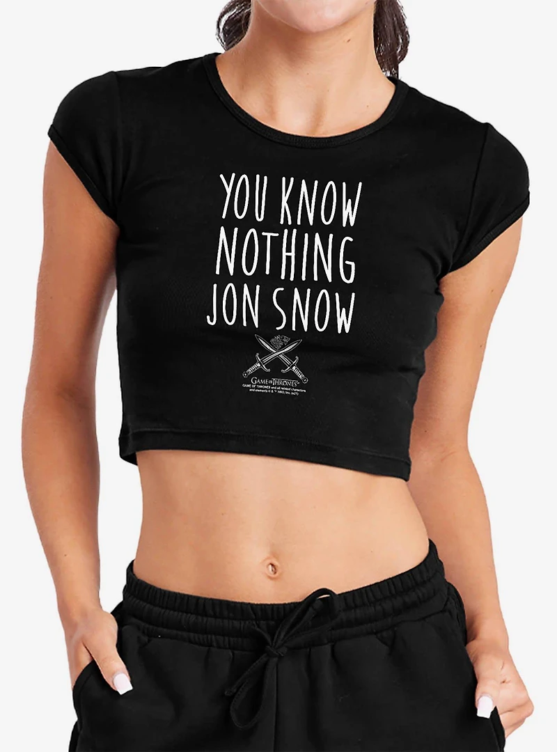 Game of Thrones "You Know Nothing Jon Snow" Cap Sleeve Baby Rib Women's Crop Top