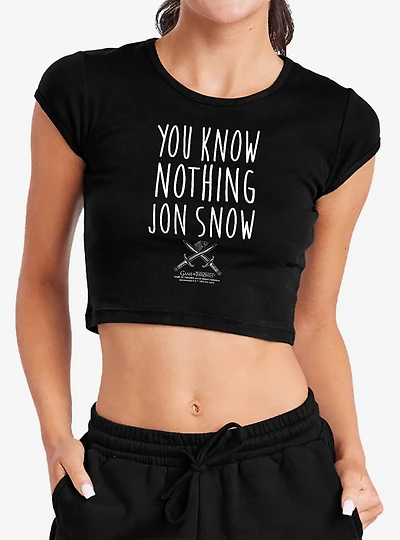 Game of Thrones "You Know Nothing Jon Snow" Cap Sleeve Baby Rib Women's Crop Top
