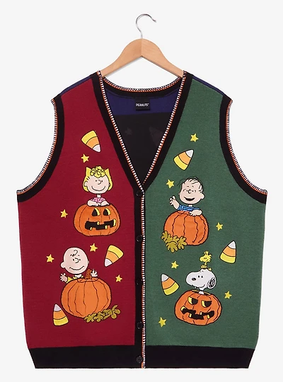 Peanuts Characters Halloween Color Block Women's Plus Sweater Vest - BoxLunch Exclusive