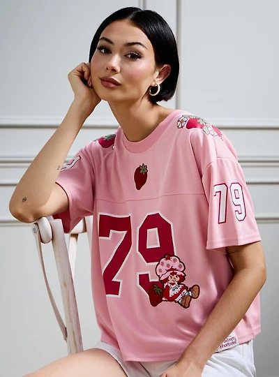 Strawberry Shortcake Women's Cropped Football Jersey - BoxLunch Exclusive