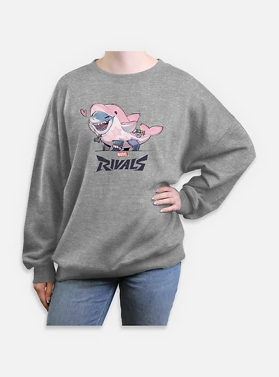 Marvel Rivals Lovely Jeff The Landshark Womens Oversized Sweatshirt