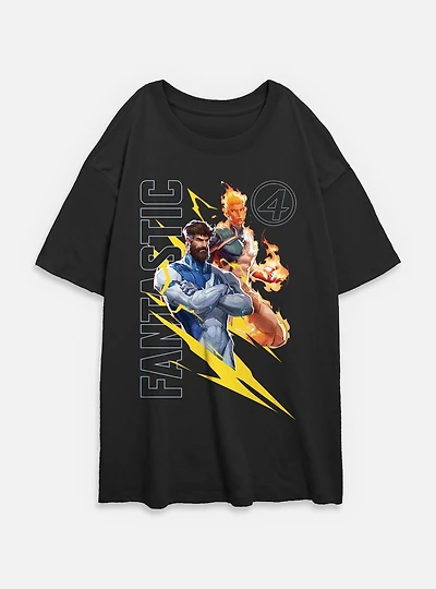 Marvel Rivals Human Torch & Mr. Fantastic Womens Oversized T-Shirt