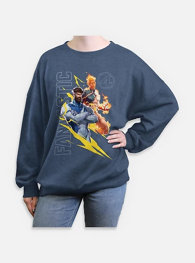 Marvel Rivals Human Torch & Mr. Fantastic Womens Oversized Sweatshirt