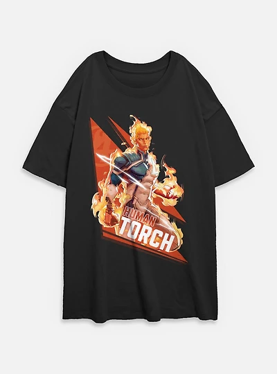 Marvel Rivals Human Torch Big Fire Womens Oversized T-Shirt