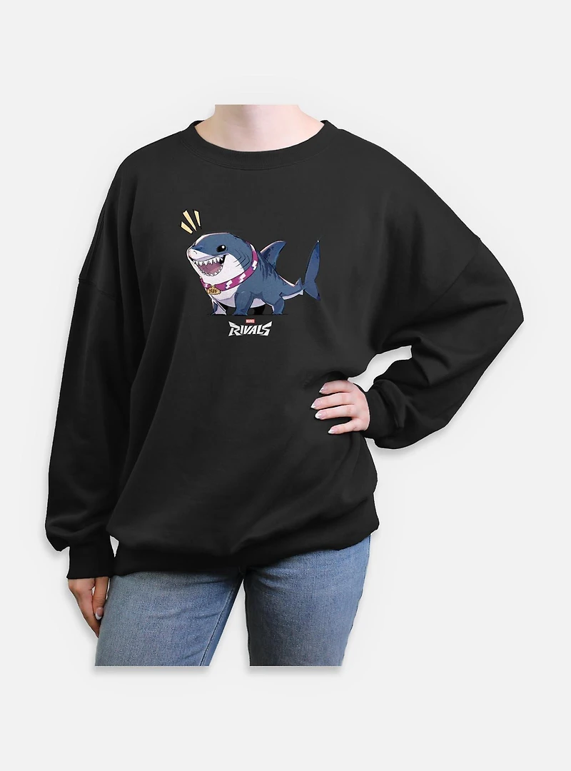 Marvel Rivals Alert Jeff The Landshark Womens Oversized Sweatshirt