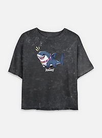 Marvel Rivals Alert Jeff The Landshark Womens Mineral Wash Crop T-Shirt