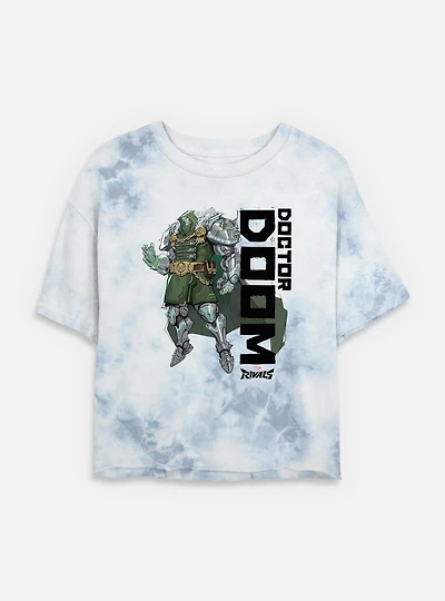 Marvel Rivals Doctor Doom Womens Tie-Dye Crop T-Shirt