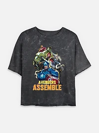Marvel Rivals Avengers Assemble Womens Mineral Wash Crop T-Shirt