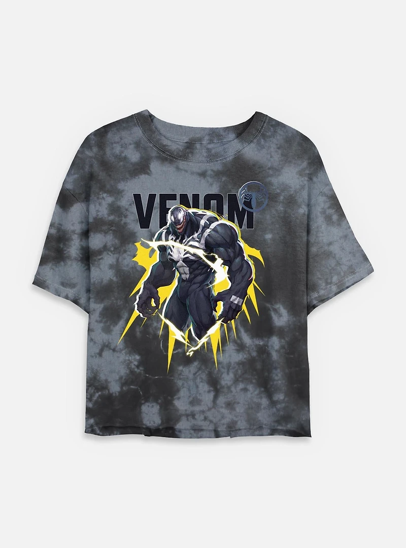 Marvel Rivals Venom Energy Womens Tie-Dye Crop T-Shirt