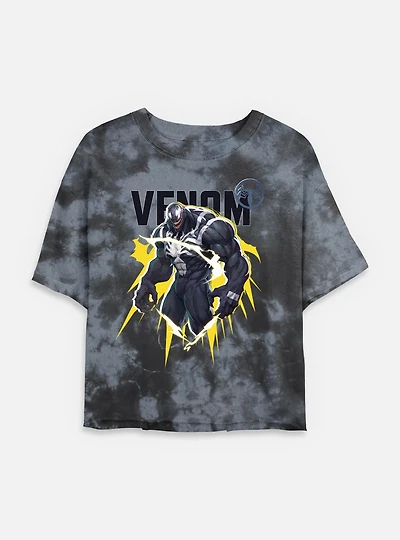 Marvel Rivals Venom Energy Womens Tie-Dye Crop T-Shirt