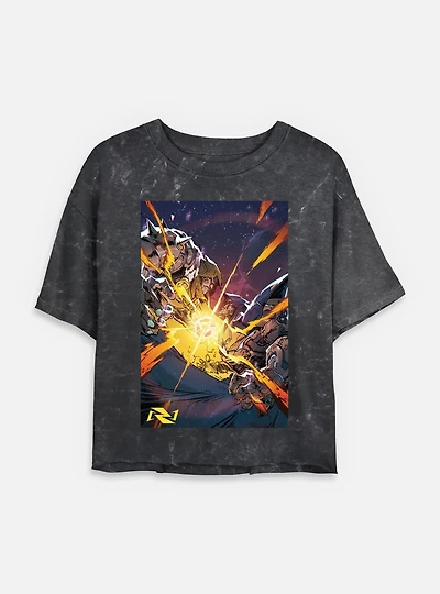 Marvel Rivals Final Fight Womens Mineral Wash Crop T-Shirt