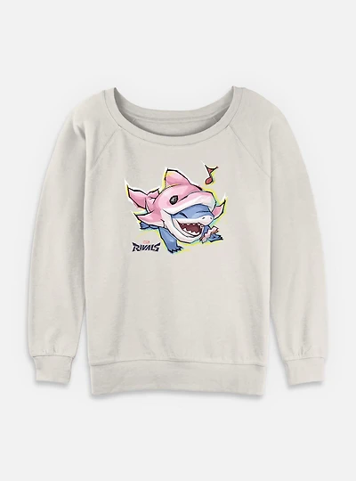 Marvel Rivals Happy Jeff The Landshark Womens Slouchy Sweatshirt