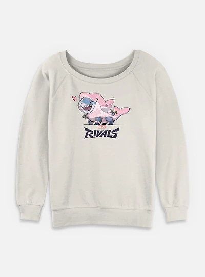 Marvel Rivals Lovely Jeff The Landshark Womens Slouchy Sweatshirt