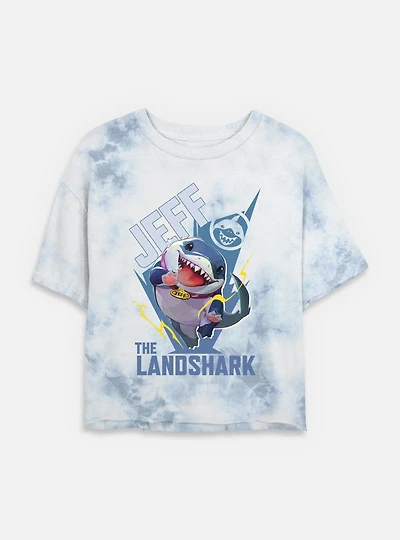 Marvel Rivals Jeff The Landshark Womens Tie-Dye Crop T-Shirt
