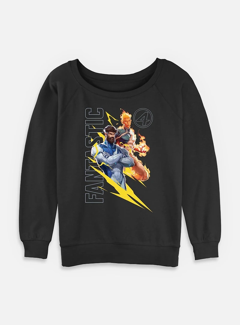 Marvel Rivals Human Torch & Mr. Fantastic Womens Slouchy Sweatshirt