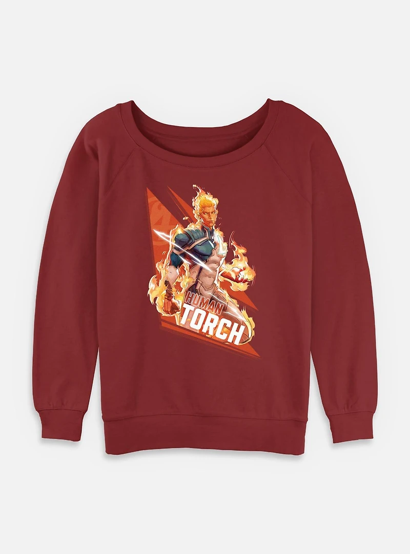 Marvel Rivals Human Torch Big Fire Womens Slouchy Sweatshirt