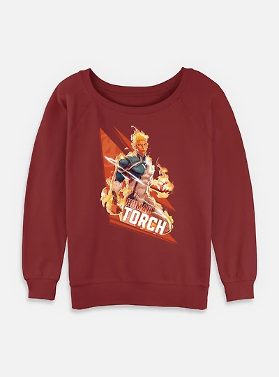 Marvel Rivals Human Torch Big Fire Womens Slouchy Sweatshirt