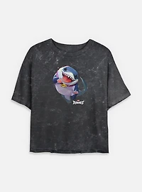 Marvel Rivals Jeff The Landshark Womens Mineral Wash Crop T-Shirt